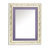 Vertical wooden wall mirror white off-white and purple with gold details in the carvings design K2022/3 & 29/95-Hoper.gr