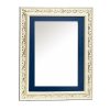 Καθρέπτης  ξύλινος τοίχου κάθετος  λευκό εκρού και μπλε με χρυσές λεπτομέρειες στα  σκαλίσματα σχέδιο K2022/3 & 29/98-Hoper.gr