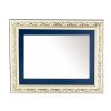 Horizontal wooden wall mirror white off-white and blue with gold details in the carvings design K2022/3 & 29/98-Hoper.gr