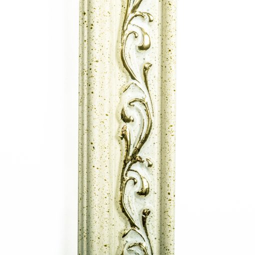 Καθρέπτης  ξύλινος τοίχου οριζόντιος  λευκό εκρού με χρυσές λεπτομέρειες στα  σκαλίσματα  σχέδιο Κ2202/3-Hoper.gr