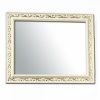 Wooden wall mirror horizontal white off-white with golden details in the carvings design K2202/3-Hoper.gr