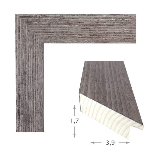 Kορνίζα ξύλινη τοίχου 40Χ50 για φωτογραφία 40X50 χρώμα γκρι με εμφανή τα νερά του ξύλου στο  πλάι  είναι μαύρη  σχέδιο L691-56-Hoper.gr