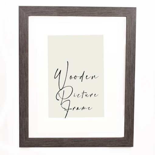 Wooden wall frame 40X50 for photo 40X50 gray color with visible wood grain on the side is black design L691-56-Hoper.gr
