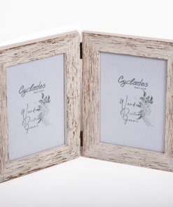 frame - multi-frame double 10X15 Cyclades wooden White with signs of aging for 2 photos 10x15-Hoper.gr