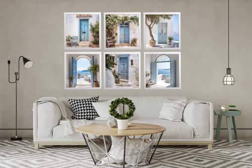 Theme (island) 6 Frames 37x37cm 6 wooden frames color white theme with lamination (K 2033/3+ island)-Hoper.gr