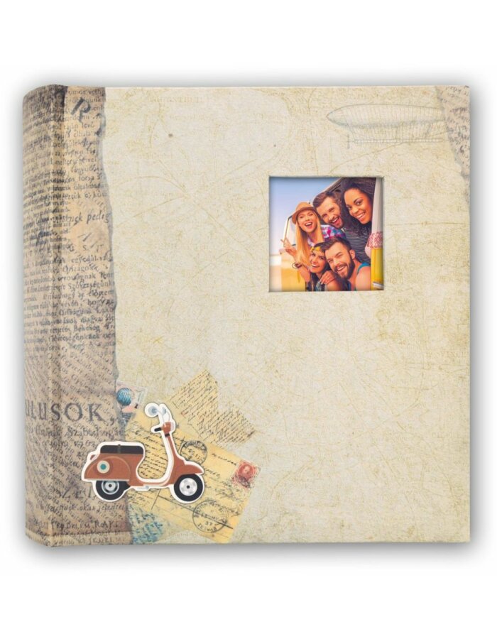 ALBUM binder with pockets for 200 photos 13X18 or 13X19cm laminated cover with photo window (BOGOTA BLUE)-Hoper.gr