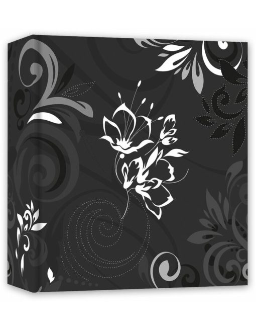 Album with black cases for 100 photos 10×15 white with gray floral patterns-Hoper.gr