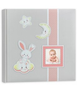 Children's album FRED color salmon pink & gray with Rice paper 32x32 cm with white cardboard with rice paper 60 pages and 1 introduction page-Hoper.gr