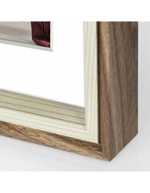 κορνίζα ξύλινη  δίχρωμη 20Χ30 με πασπαρτού για φωτογραφία 20X30 cm  και 15x20 χρώμα καφέ σκούρο και λευκό εσωτερικά (Palmi)-Hoper.gr
