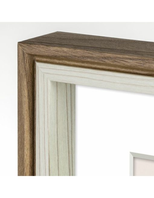 κορνίζα ξύλινη  δίχρωμη 20Χ30 με πασπαρτού για φωτογραφία 20X30 cm  και 15x20 χρώμα καφέ σκούρο και λευκό εσωτερικά (Palmi)-Hoper.gr