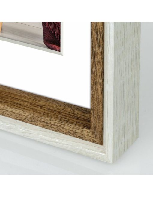 κορνίζα ξύλινη  δίχρωμη 20Χ30 με πασπαρτού για φωτογραφία 20X30 cm  και 15x20 χρώμα λευκό και καφέ σκούρο εσωτερικά (Palmi)-Hoper.gr
