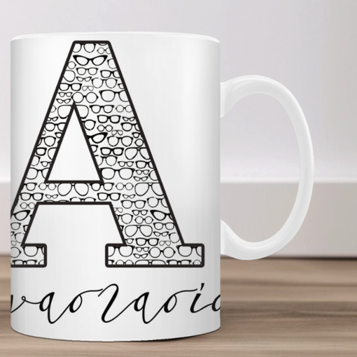 ceramic mug 325ml white with the name Anastasia in a gift box (design 101 with glasses) for opticians & ophthalmologists-Hoper.gr
