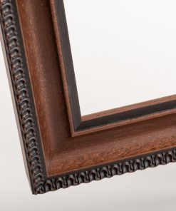 Wooden wall frame, matte black color with signs of aging and relief carving, Matt glass (K3603/69)-Hoper.gr