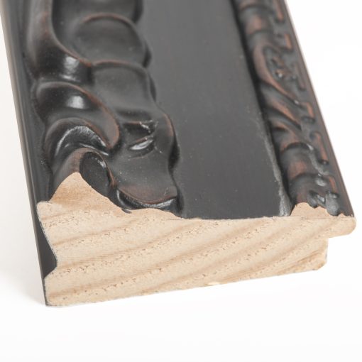 Κορνίζα ξύλινη τοίχου χρώμα μαύρη και σκιές καφέ με σκάλισμα ανάγλυφο , τζάμι ακρυλικό  τύπου plexyglass (Κ4535/69)-Hoper.gr