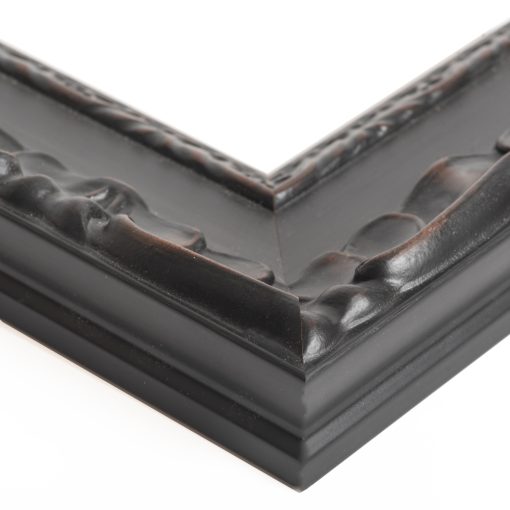 Wooden wall frame, black color and shades of brown with relief carving, plexiglass type acrylic glass (K4535/69)-Hoper.gr
