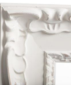 Wooden wall frame white color and shadows with relief carving, plexiglass type acrylic glass (K4532/3)-Hoper.gr