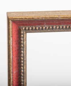 Wooden wall frame gold & red pomegranate line with signs of aging and jewel carving, Matt glass (K6101/34)-Hoper.gr