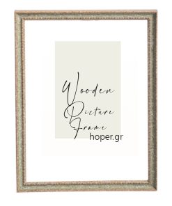 Wooden wall frame color gold & olive green line with signs of aging and jewel carving, Matt glass (K6101/38)-Hoper.gr