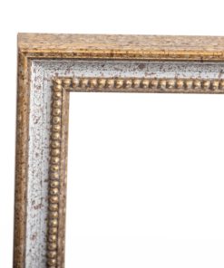Wooden wall frame color gold & white line with signs of aging and jewel carving, Matt glass (K6101/3)-Hoper.gr