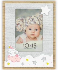 wooden frame 10x15 Elephant pink table top for photo 10x15, ideal for children's or baby photos (ilaria pink)-Hoper.gr