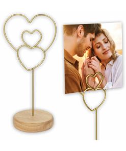 photo frame, Photo stand, wooden base with metal clip, for placing a 10x15 photo or whatever size you want (Marzia)-Hoper.gr