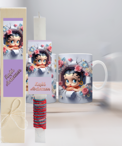 Πασχαλινή λαμπάδα Betty Boop   με κούπα και ξύλινο κουτί ( Betty Boop 02 )-Hoper.gr