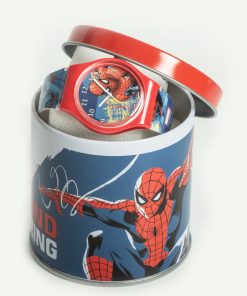 Spiderman Easter candle in a wooden box with mug and clock (Spiderman) 02-Hoper.gr